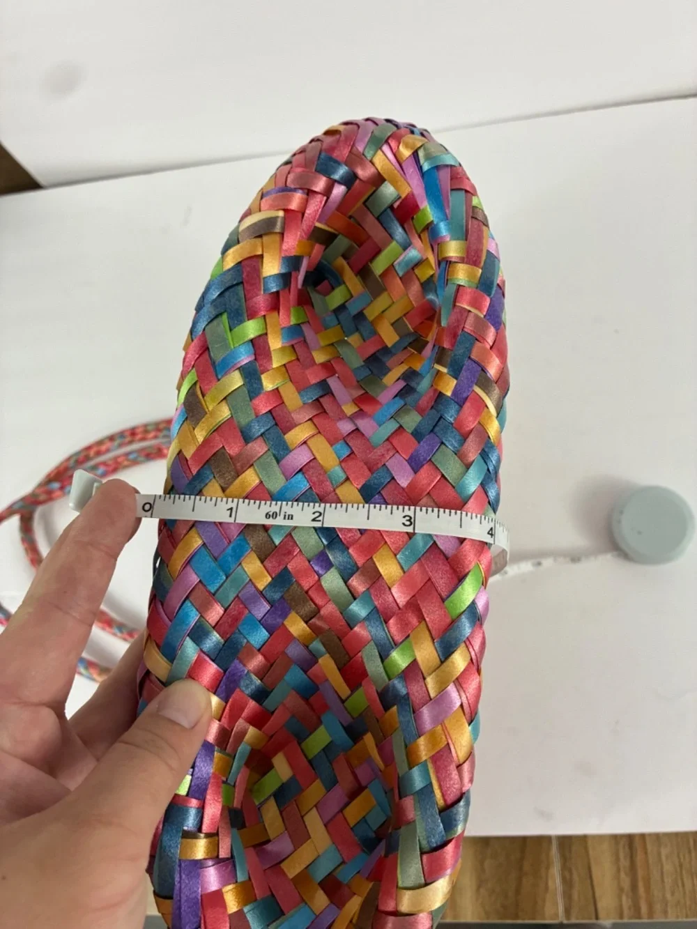 Rainbow Woven Straw Tote Braided Handle Lightweight Ombre Gradient Vibrant Bag